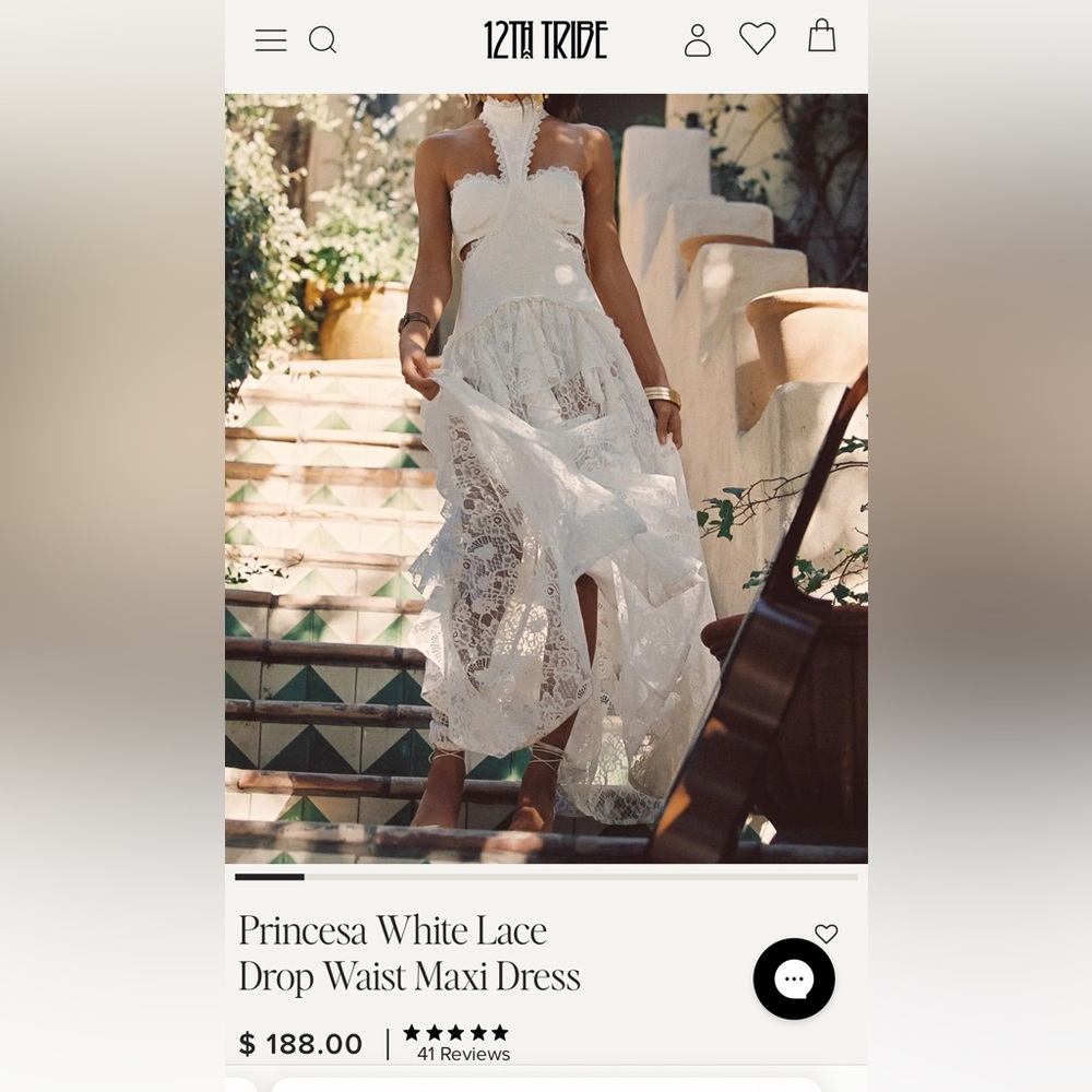 White Lace drop waist maxi dress